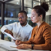 business document reading together and professional accounting report