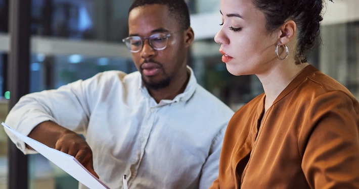 business document reading together and professional accounting report