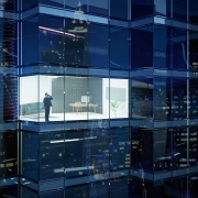 view from the outside 3d rendering commercial skyscraper