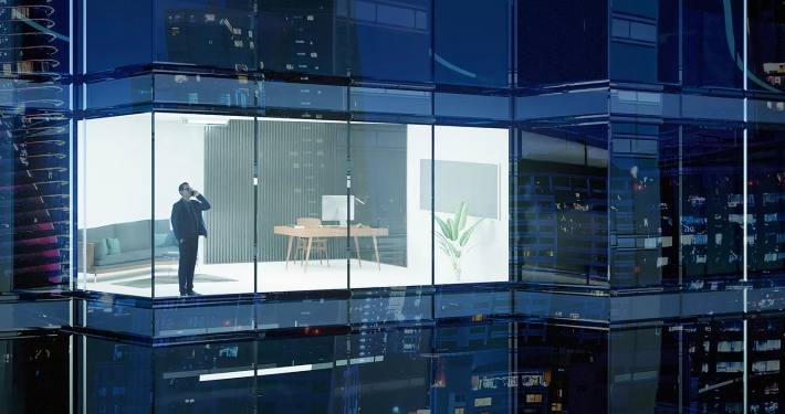 view from the outside 3d rendering commercial skyscraper